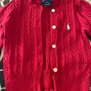 Ralph Lauren Kids Red Cable Knit Cardigan